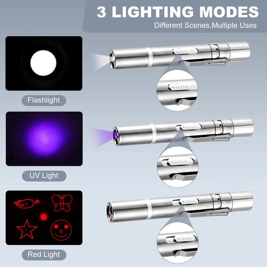 Cat Laser Pointer Toy with 3 Modes & 5 Patterns, USB Rechargeable, Interactive for Cats Dogs Birds