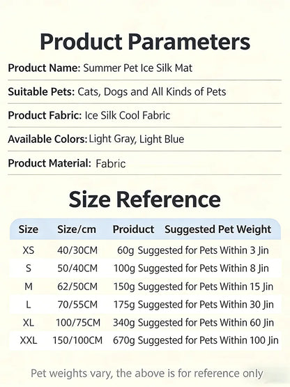 Ice Silk Pet Cooling Mat Cold Feeling Non Slip Washable Breathable Sleeping Pad Summer Nest For Small Medium Large Dog Cat Rest