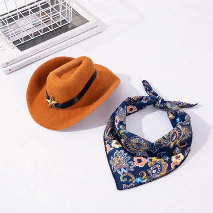 Pet Cowboy Hat with Bandana Western Style Star Decor for Cats Dogs Small Large Sizes Party Cosplay Costume