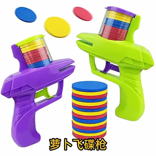Pet Flying Disc Launcher Toy Durable Chew Resistant Interactive Play Toy with 15 Reusable Foam Discs for Cats Dogs friend's Gift