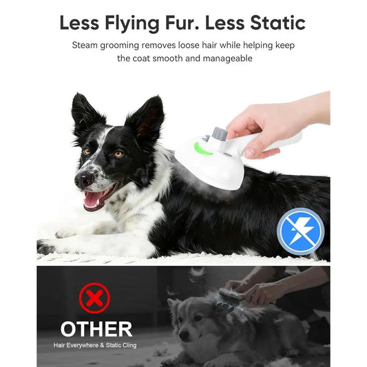 Pet Steam Brush New Grooming Comb Shedding, Floating Hair, Smooth & Detangling, Gentle Cool Mist Soothes Hair Reduces Static For