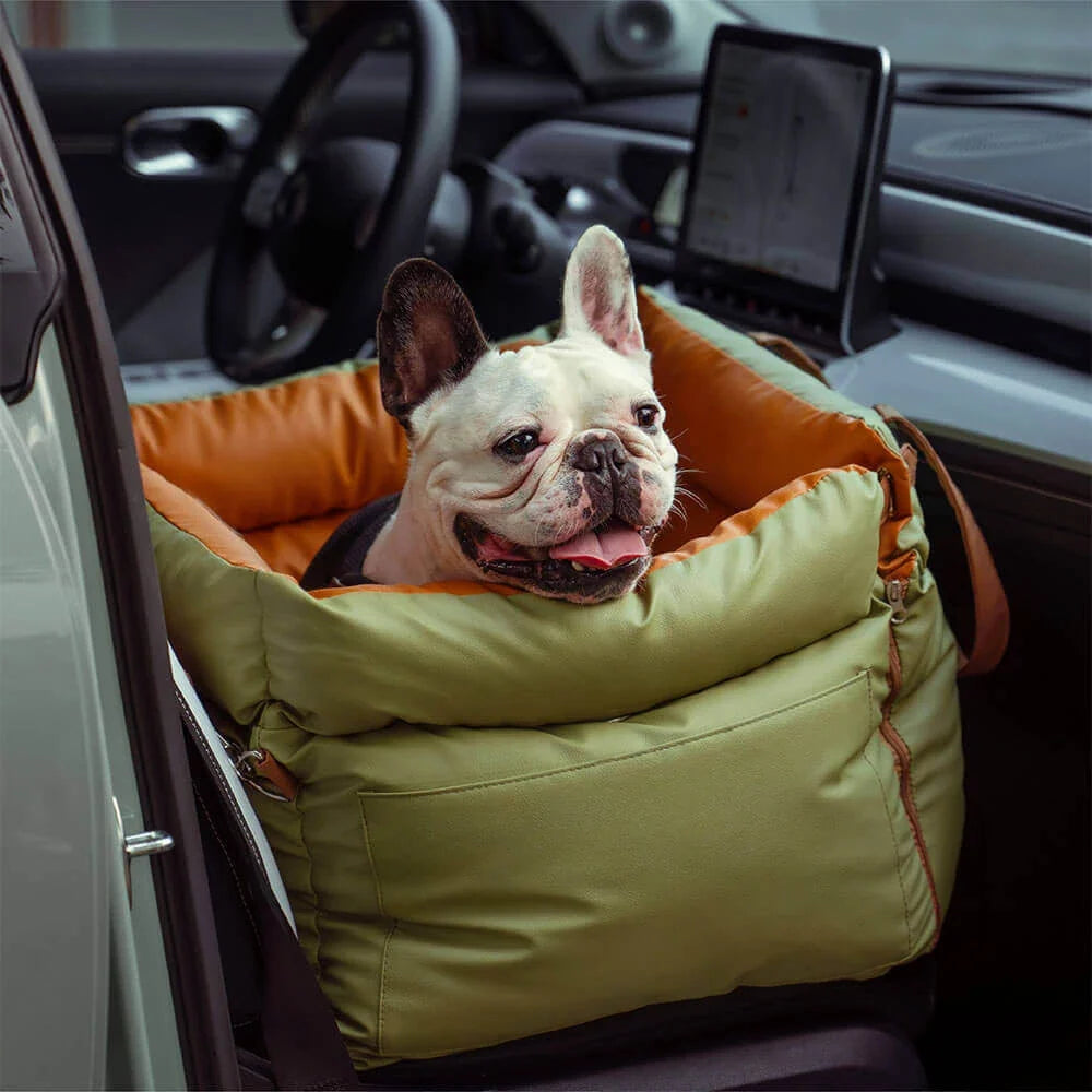 Pet Outing Lathe Luxury Faux Leather Dog Seat Pet Car Booster Bed Multi-Functional Pet Bed for Car Outing Dog/Cat Travel Seat