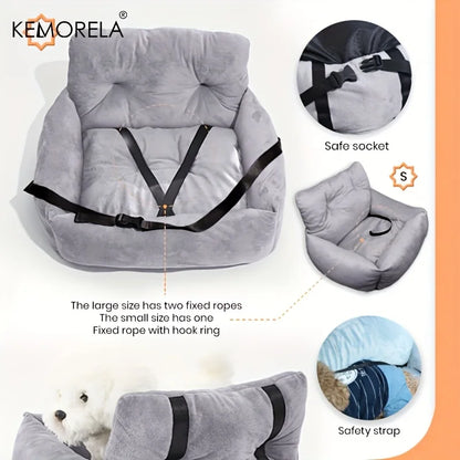 KEMORELA Car Seat for Cats & Small Dogs Winter Soft Gray Ergonomic Pet Carrier with Adjustable Straps Durable Polyester Material