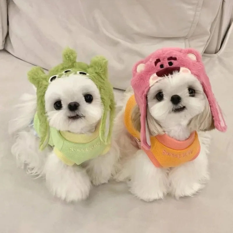 Cat Cute Cartoon Decorative Funny Cat Headwear Cat Dog Hat Headgear Pet Cute Funny Artifact Warm Plush Pet Hat Pet Photo Props