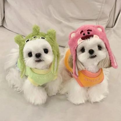 Cat Cute Cartoon Decorative Funny Cat Headwear Cat Dog Hat Headgear Pet Cute Funny Artifact Warm Plush Pet Hat Pet Photo Props