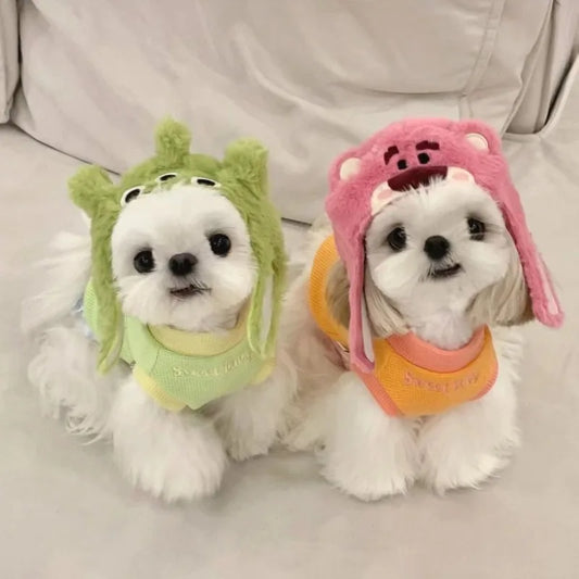 Cat Cute Cartoon Decorative Funny Cat Headwear Cat Dog Hat Headgear Pet Cute Funny Artifact Warm Plush Pet Hat Pet Photo Props