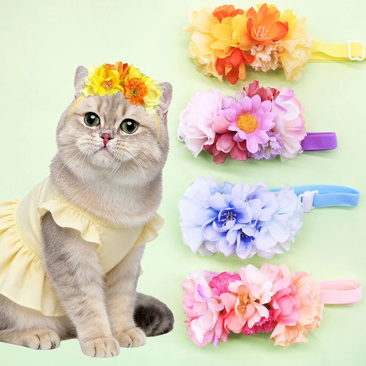 30PCS Fashion Pet Headwear Cute Princess Wedding  Birthday For Dog Gift Spring Flower For Small Dog Cat Grooming Decoration
