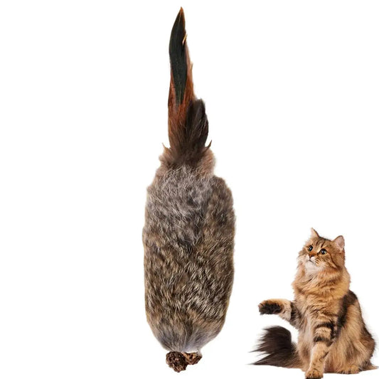 Faux Rabbit Fur Interactive Pet Toys for Cats & Dogs Kitten Hunting Toy Soft Plush Fluffy Cat Kicker Toy