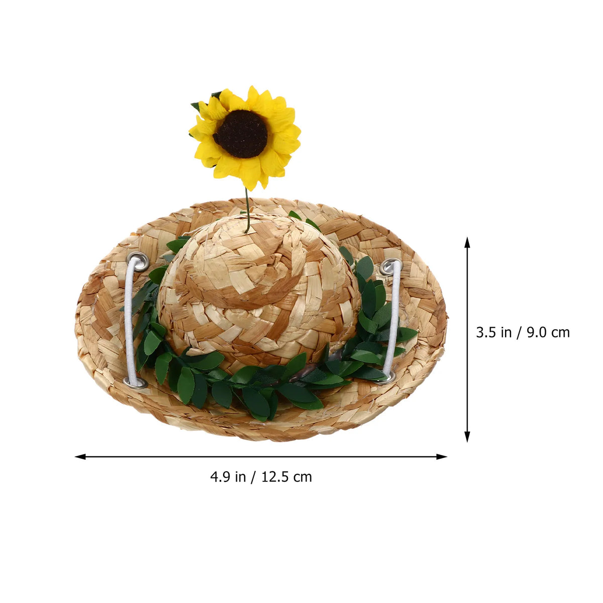 1Pcs Pet Straw Hat Sunflower Sunhat Adjustable Elastic Pet Photo Prop Perfect for Birthday Party Daily Life Dog Cat Rabbit