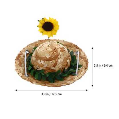 1Pcs Pet Straw Hat Sunflower Sunhat Adjustable Elastic Pet Photo Prop Perfect for Birthday Party Daily Life Dog Cat Rabbit