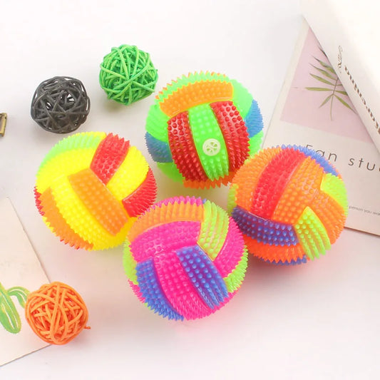 2pcs Glowing Ball Dog Toy Led Puppy Bouncy Chew Dog Ball Molar Toy Pet Color Light Ball Interactive Toys for Cats Small Dogs