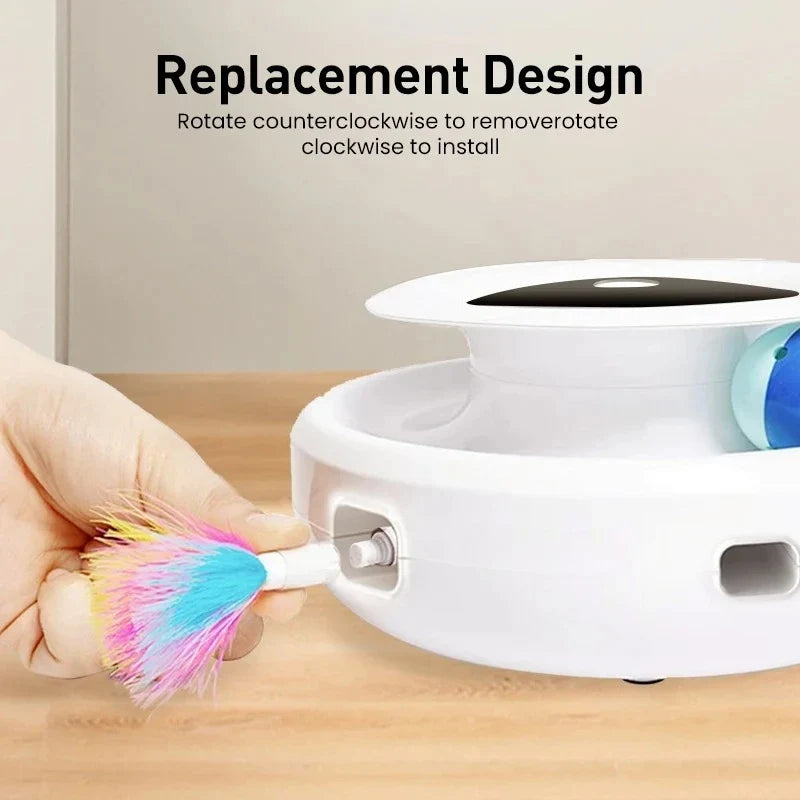 2 in 1 Smart Cat Toys Automatic Feather Fun Ball Toy Set For Cat Dog 5 Modes Interactive Pet Toy Accessories