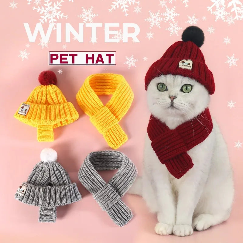 Knitted Dog Hat Exposed Winter Windproof Pet Cap Warm Knit Puppy Clothing for Small Dogs Christmas Photo Props