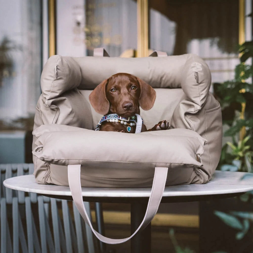 Pet Outing Lathe Luxury Faux Leather Dog Seat Pet Car Booster Bed Multi-Functional Pet Bed for Car Outing Dog/Cat Travel Seat