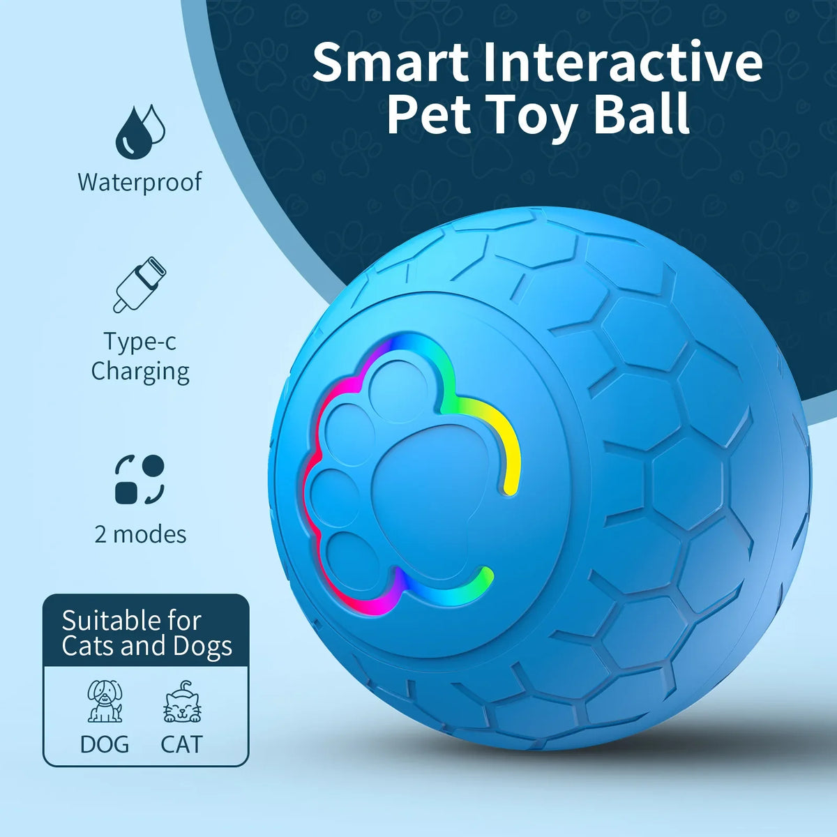 Smart Dog Toy Ball Electronic Interactive Pet Toy Ball USB Automatic Bouncing Rolling Toy Ball With RGB Lights Puppy Cat Product