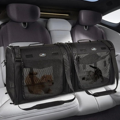 Wakytu Two-in-One Foldable Cat and Dog Carrier | Double Pet Transportation Bag