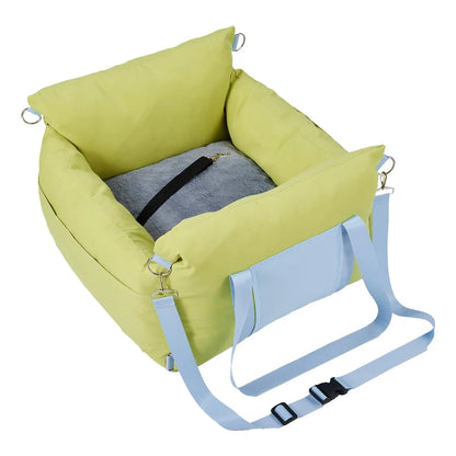 Comfort Bed Travel Carrier Car Seat for Small Dogs,Cats,Waterproof Pet Booster Seat with Safety Leash & Storage Pockets