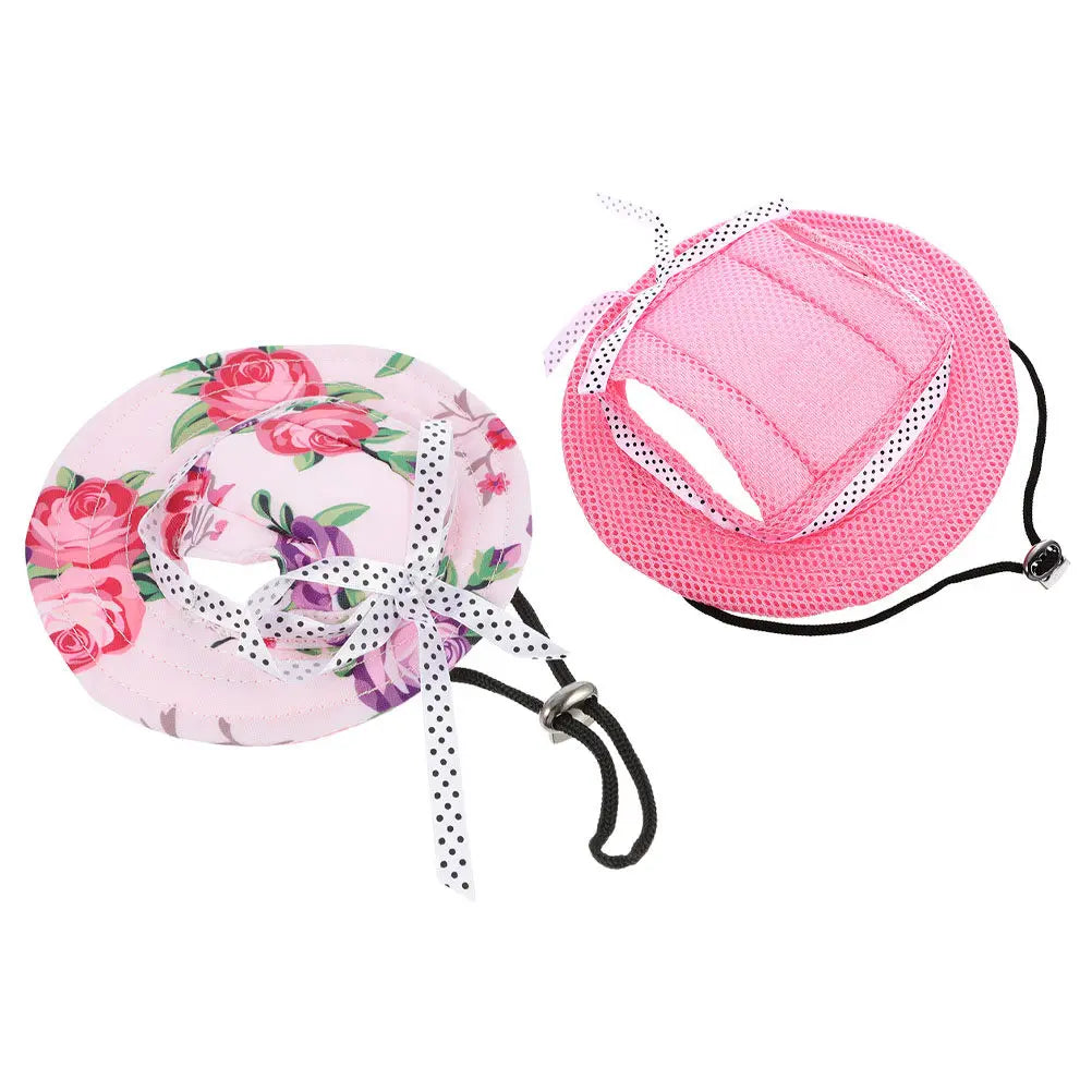 2Pcs Dog Bucket Hat Pet Baseball Cap Small Sun Protection Hats for Cats Dogs Net Visor Summer Outdoor Comfortable Wear Strong