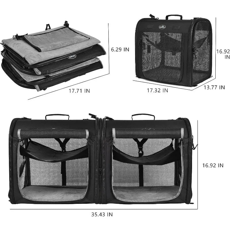 Wakytu Two-in-One Foldable Cat and Dog Carrier | Double Pet Transportation Bag