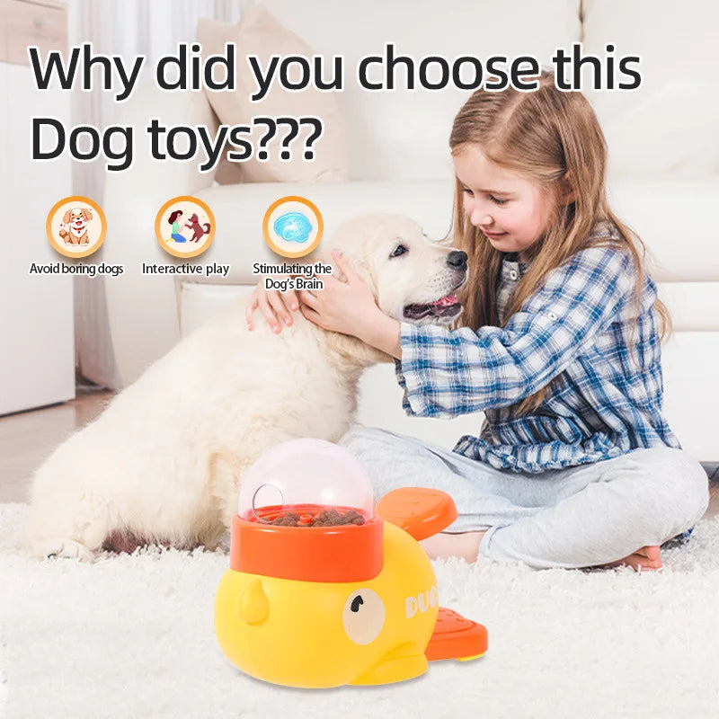 Pet cat and dog toy, little yellow duck pattern, pet intelligence, self-entertainment, food transmitter, leaky food toy