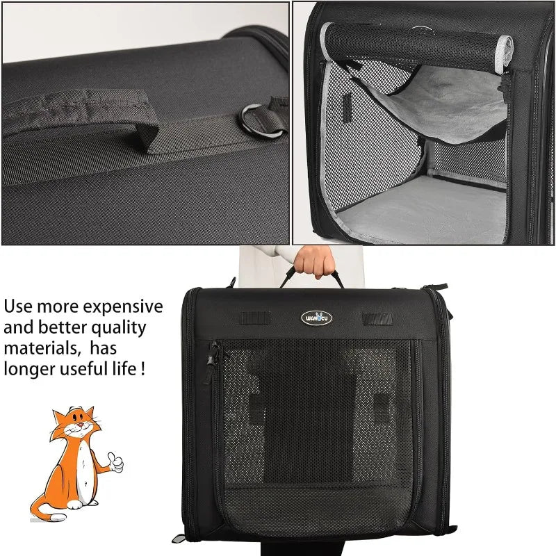 Wakytu Two-in-One Foldable Cat and Dog Carrier | Double Pet Transportation Bag