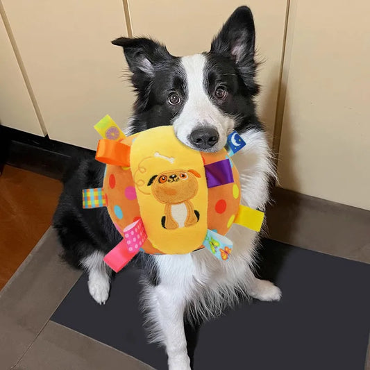 Plush Dog Vocal Toy Ball Funny Interactive Pet Toys with Bells Cleaning Tooth Chew Toy For Small Large Dogs Cats Puppy Products
