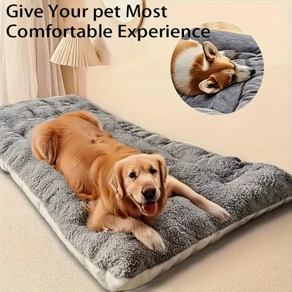 Adorable Rectangle Oversized Plush Dog Cat Bed Ultra Soft Polyester Pet Crate Pad Mat Sofa for All Size Cats Dogs