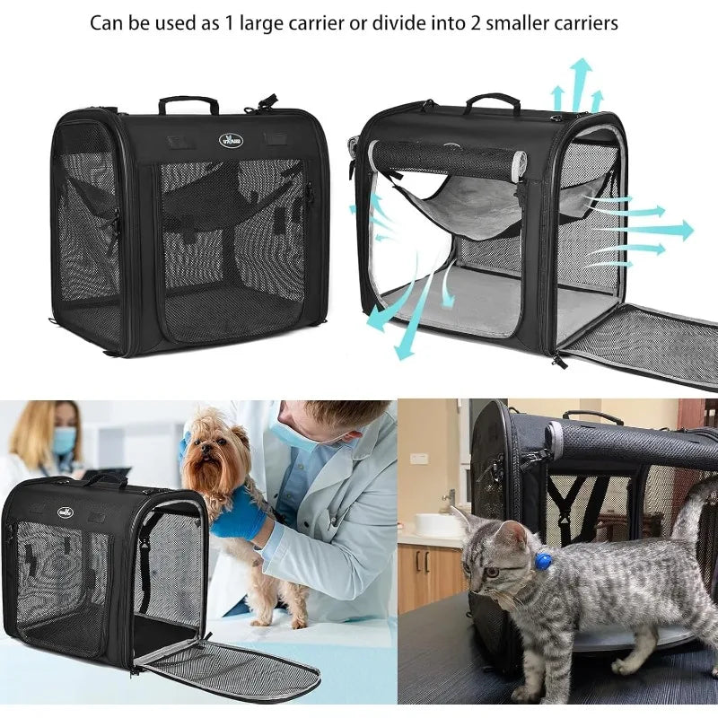 Wakytu Two-in-One Foldable Cat and Dog Carrier | Double Pet Transportation Bag