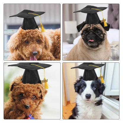 2Pcs Pet Graduation Caps Dog Cat Hats Adjustable Tassel Graduation Party Photo Props Costume Accessories Pet Hat