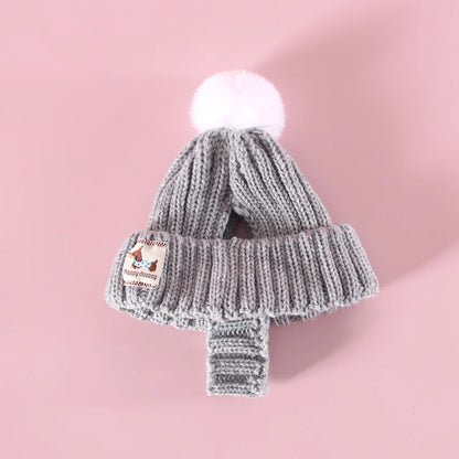 Knitted Dog Hat Exposed Winter Windproof Pet Cap Warm Knit Puppy Clothing for Small Dogs Christmas Photo Props