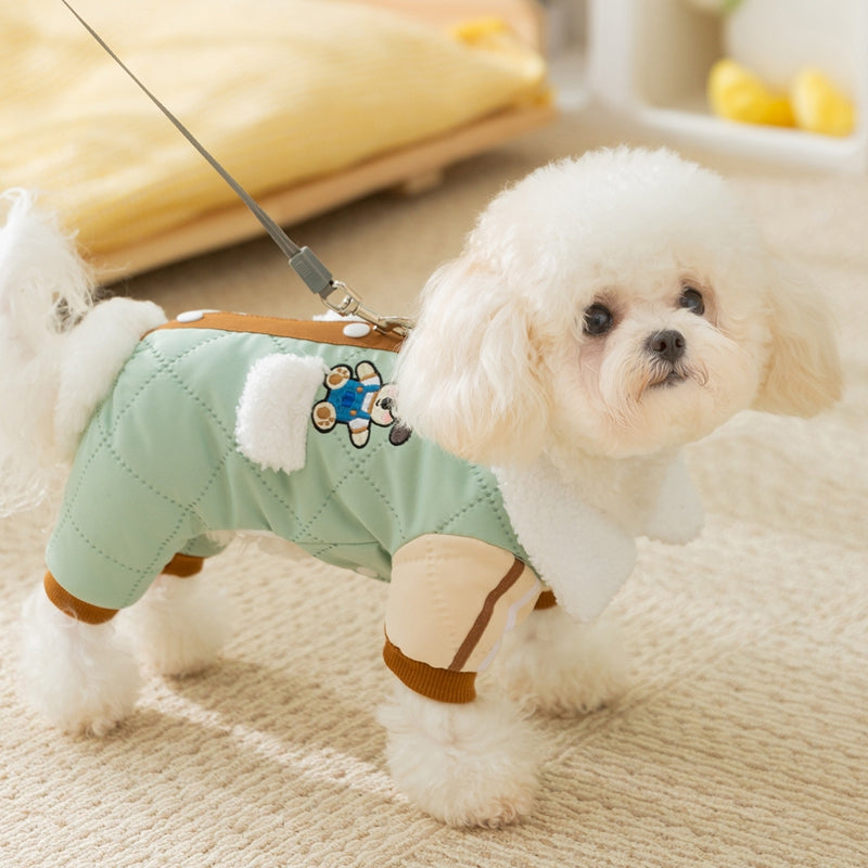 Warm And Thick Maillard Pocket Patch Four-legged Cotton Coat For Dogs In Autumn And Winter. Pet Clothing For Small And Medium-sized Dogs And Cats