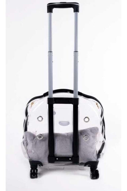 Pet Pretty Clear Rolling Pet Carrier for Cats and Dogs